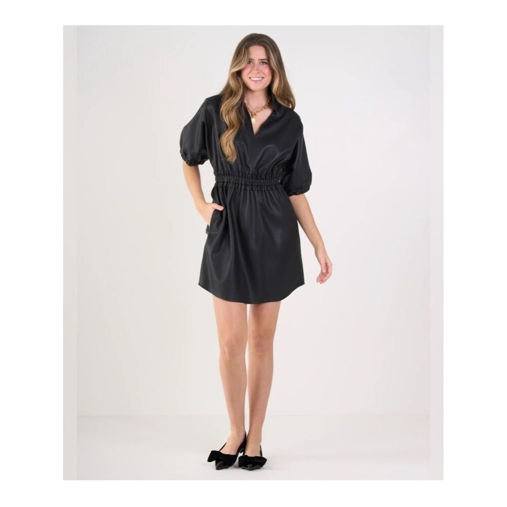 Emily Mccarthy Black Vegan Leather Sz XS Palmer Dress